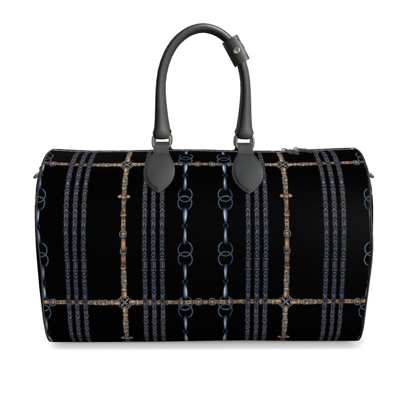 Black Reins and Bit Pattern Duffle Bag