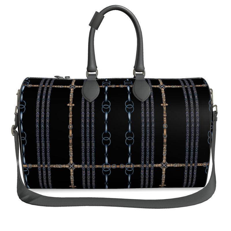 Black Reins and Bit Pattern Duffle Bag