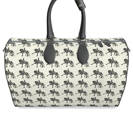 Large Ivory Piaffe Dressage Horse Motif Duffle Bag