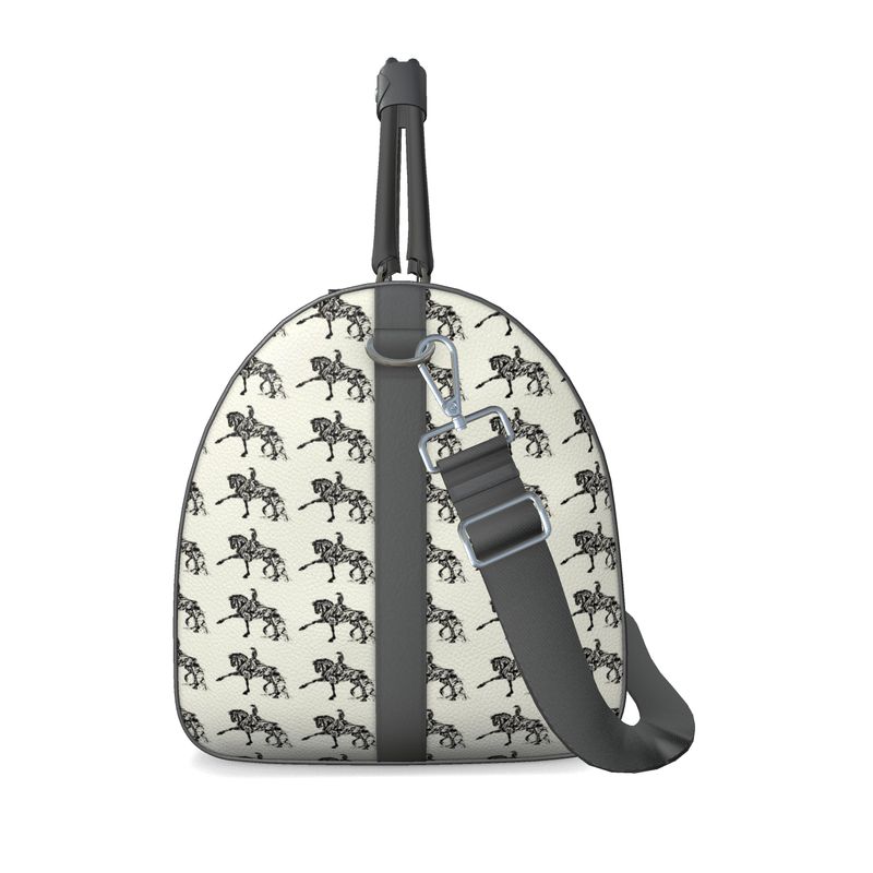 Large Ivory Piaffe Dressage Horse Motif Duffle Bag