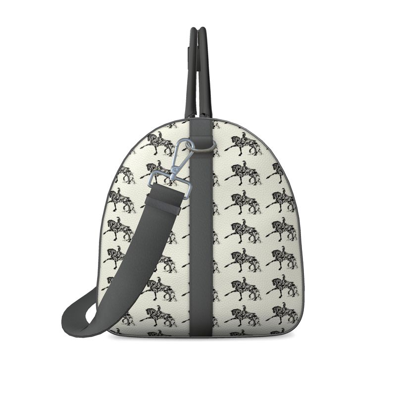 Large Ivory Piaffe Dressage Horse Motif Duffle Bag