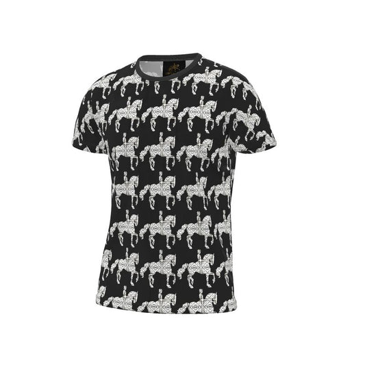 Black and White Dressage All Over Print T Shirt