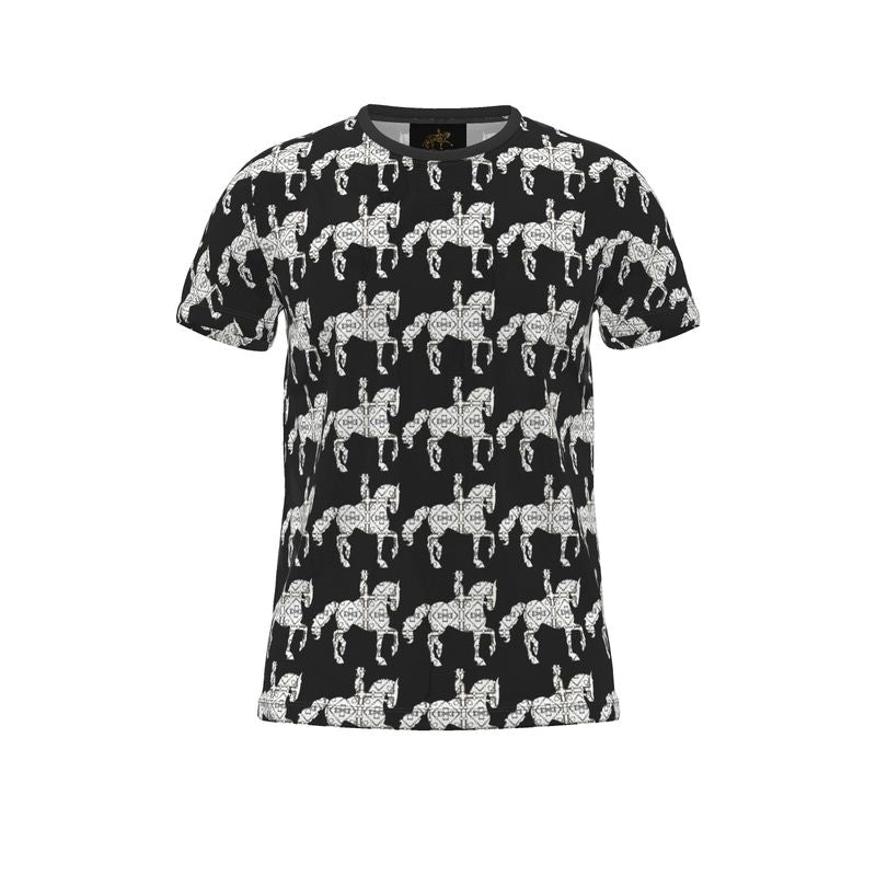 Black and White Dressage All Over Print T Shirt