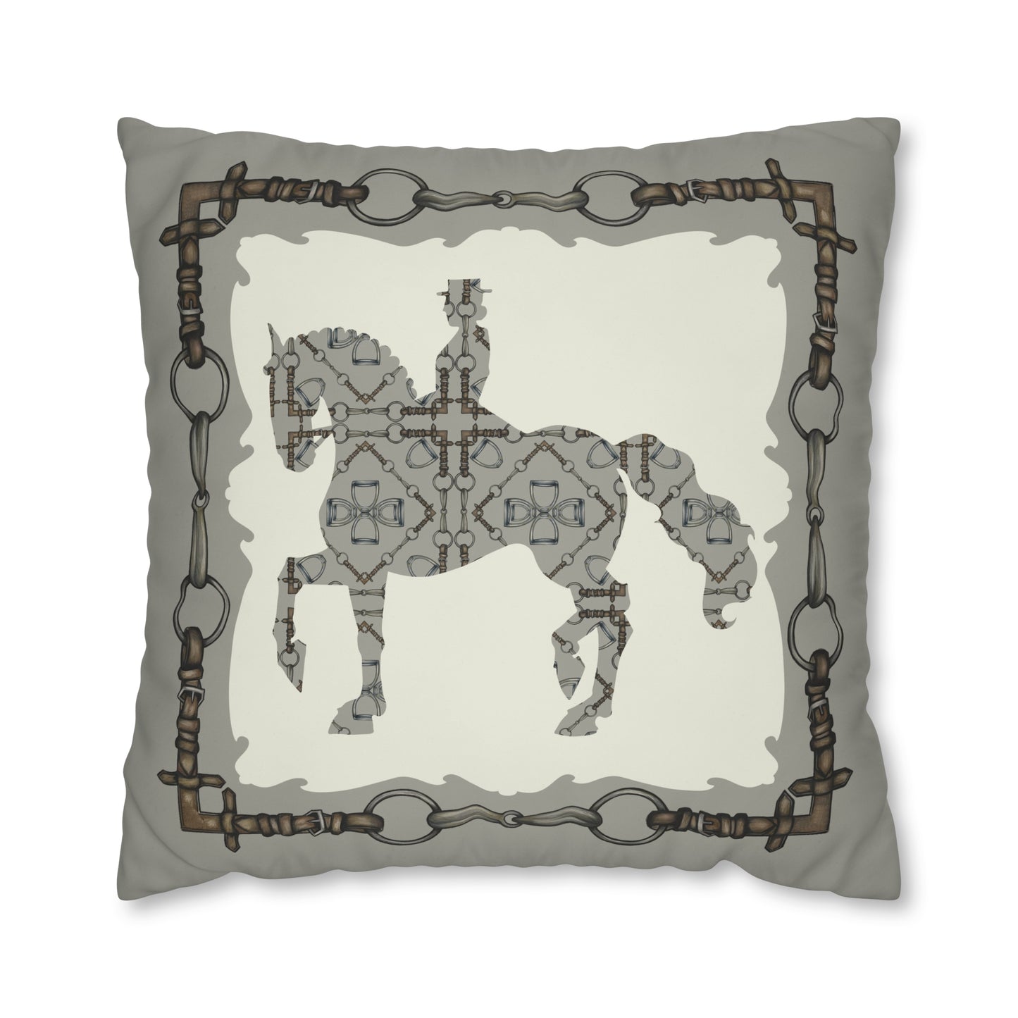 Copy of Gray and Ivory Dressage Horse Double Sided Pillow Case