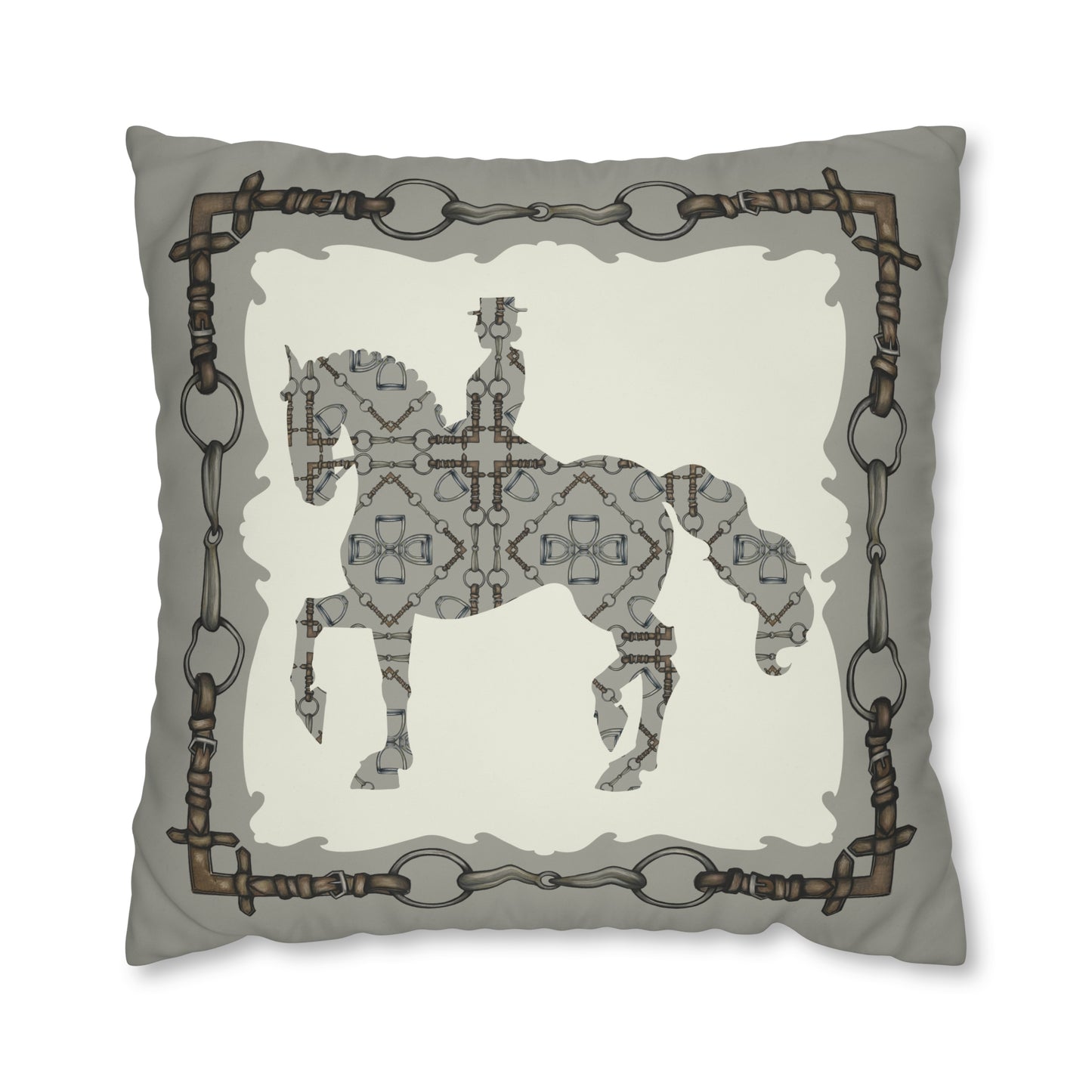 Gray and Ivory Dressage Horse Double Sided Pillow Case