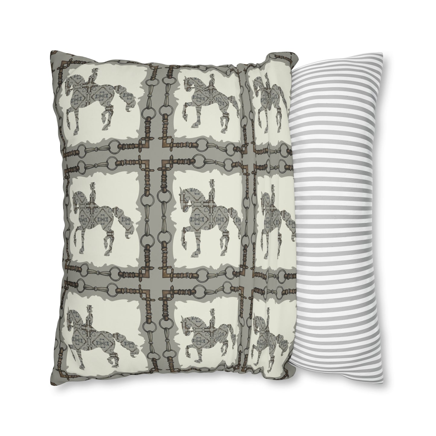 Copy of Gray and Ivory Dressage Horse Double Sided Pillow Case