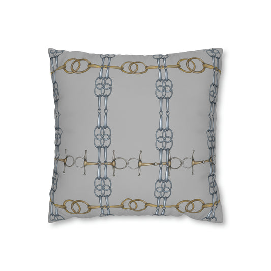 gray Double sided equestrian bit pattern Polyester PILLOW CASE  Pillow Cover Provide your own insert