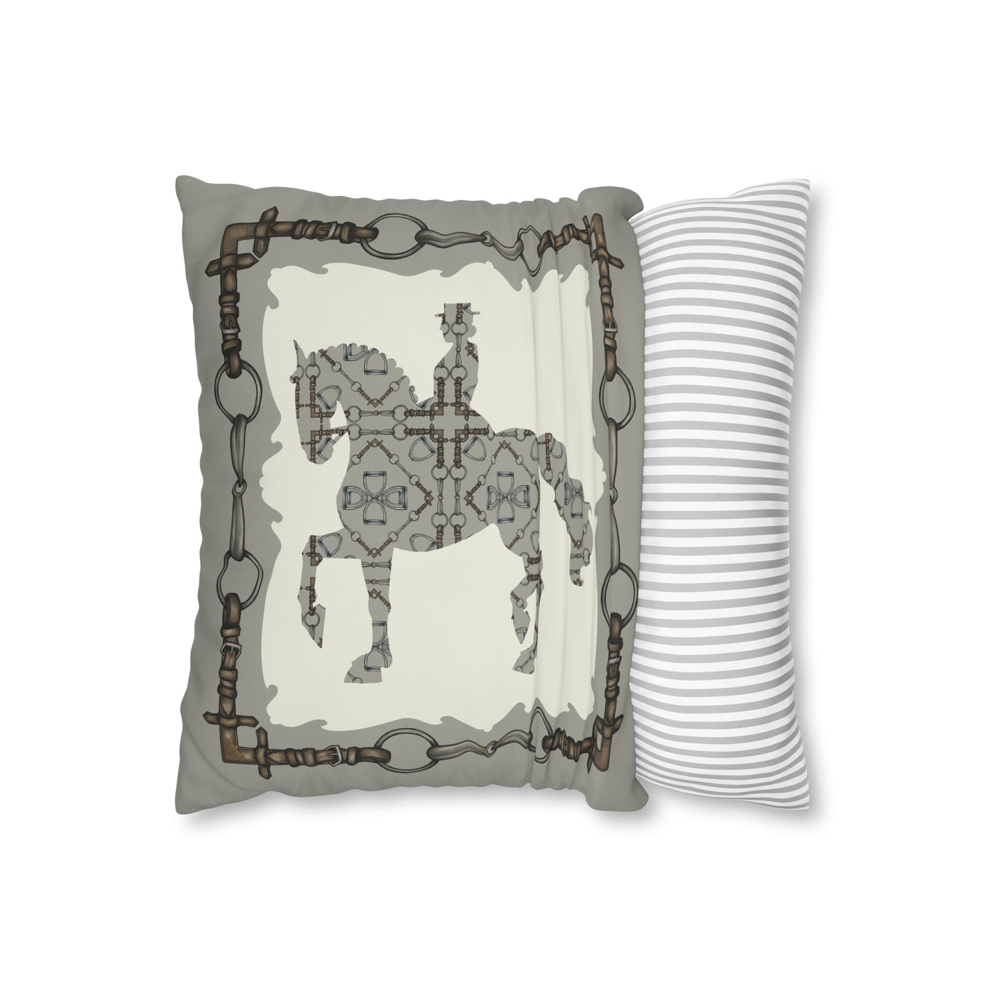 Copy of Gray and Ivory Dressage Horse Double Sided Pillow Case