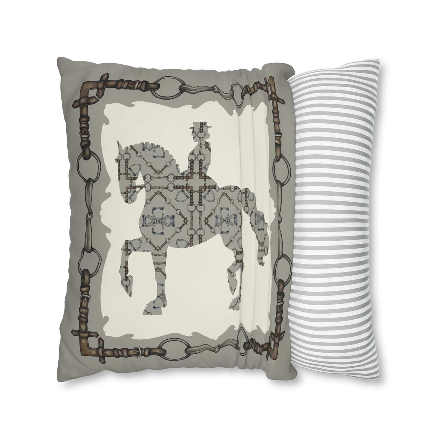 Gray and Ivory Dressage Horse Double Sided Pillow Case