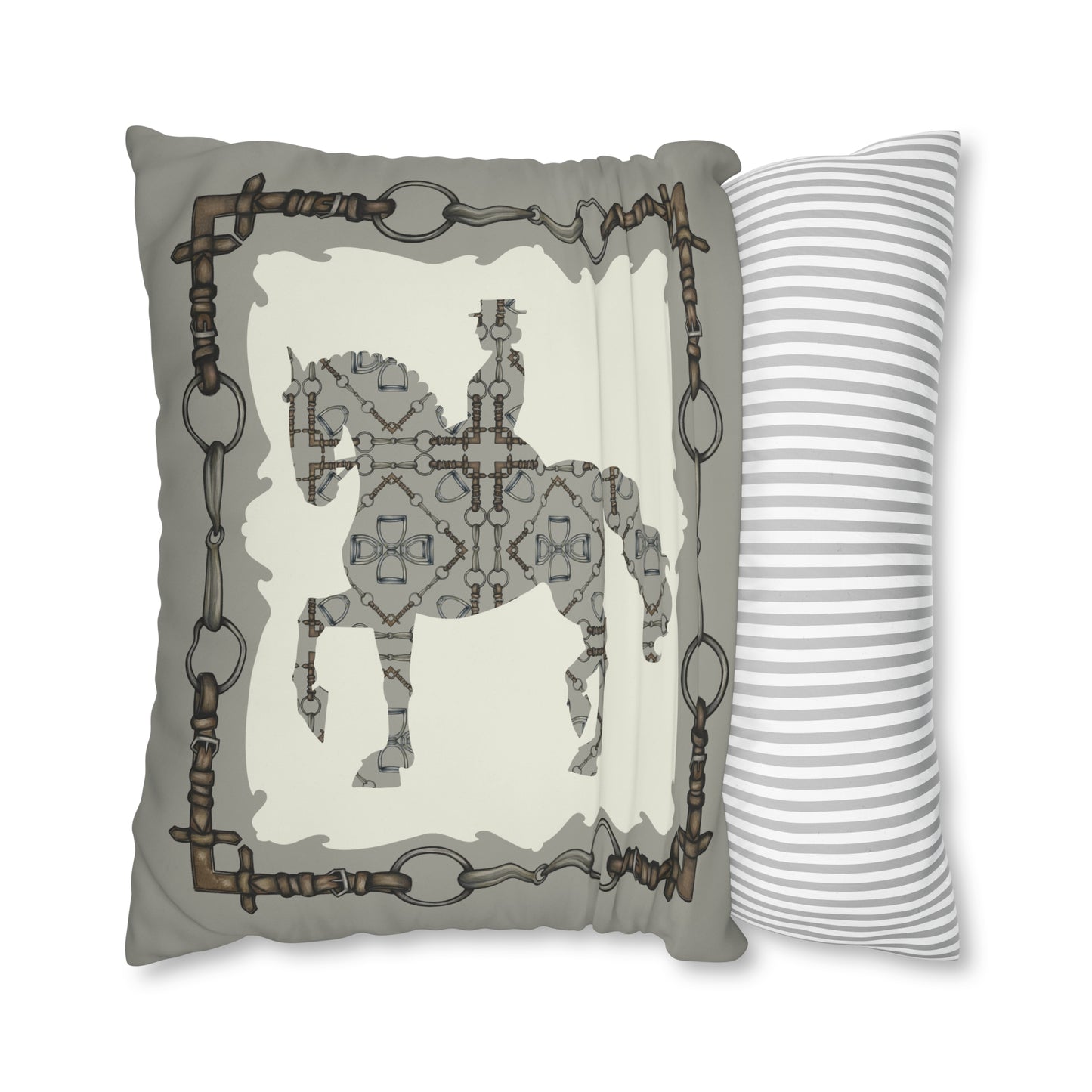 Copy of Gray and Ivory Dressage Horse Double Sided Pillow Case