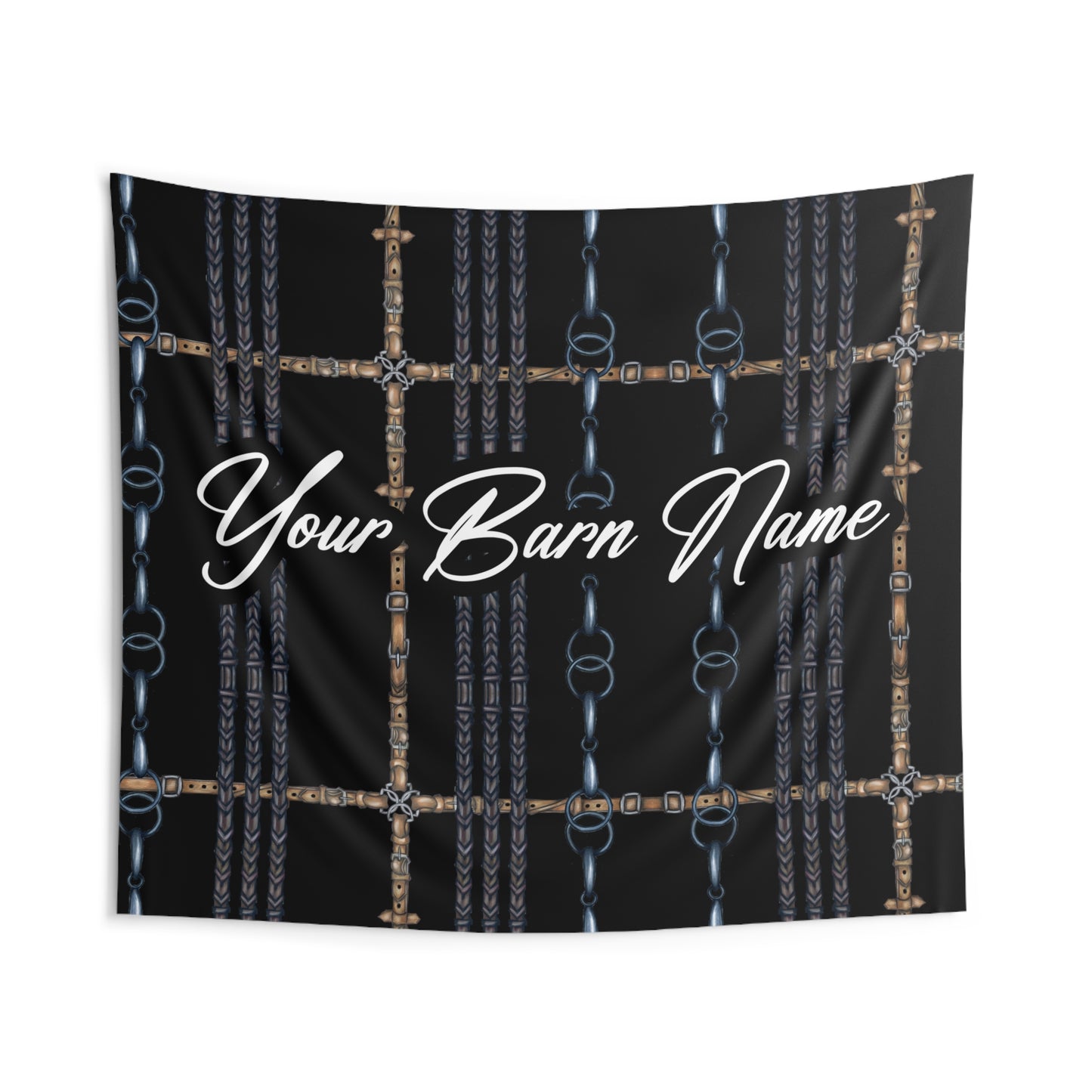 Black Custom Logo/Barn Name Horse Show Tapestry