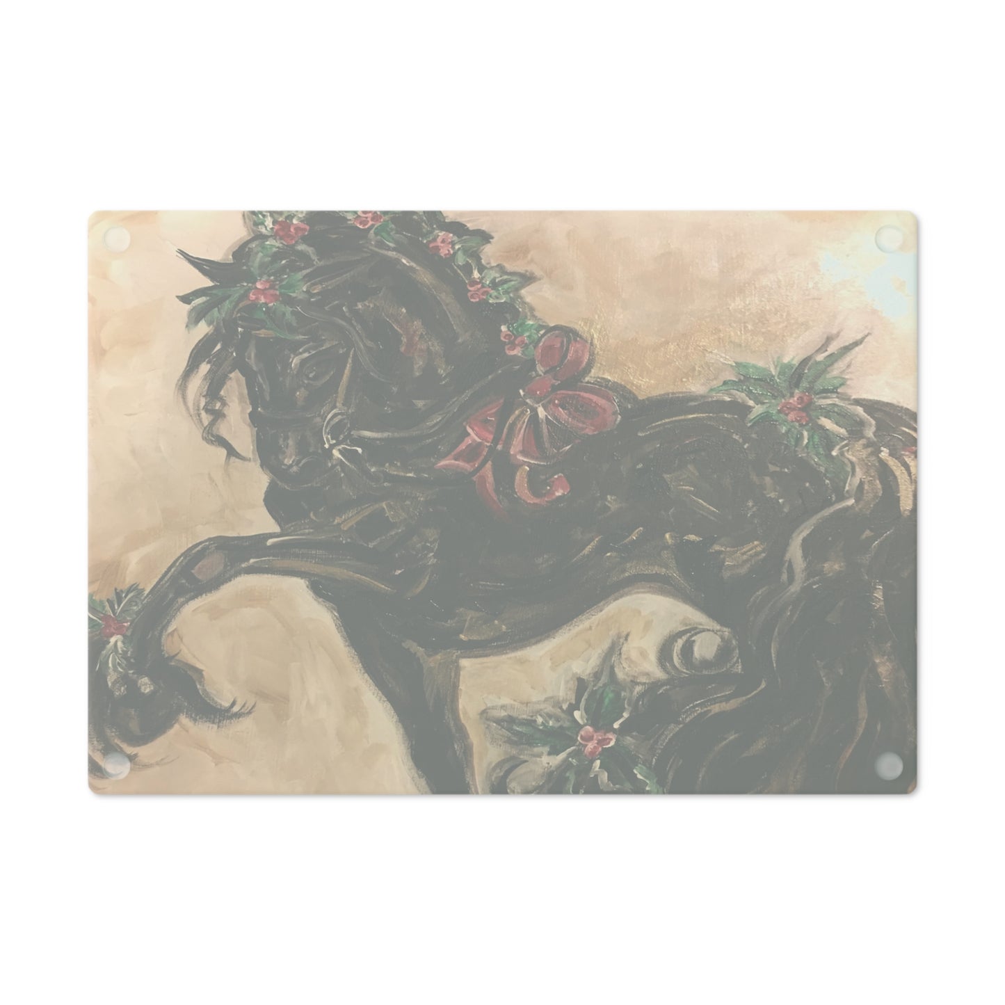 Black Christmas Friesian Horse Cutting Board