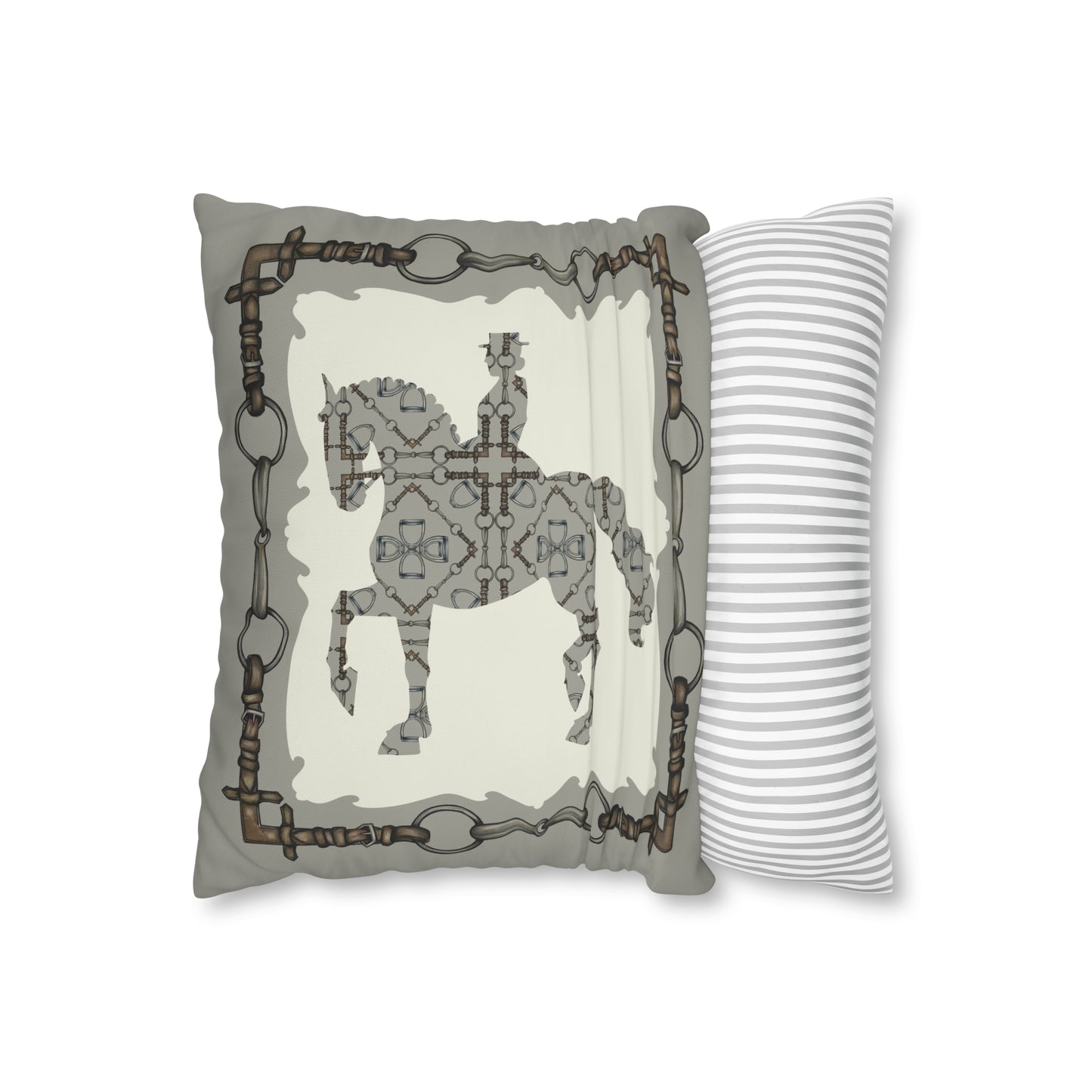 Gray and Ivory Dressage Horse Double Sided Pillow Case