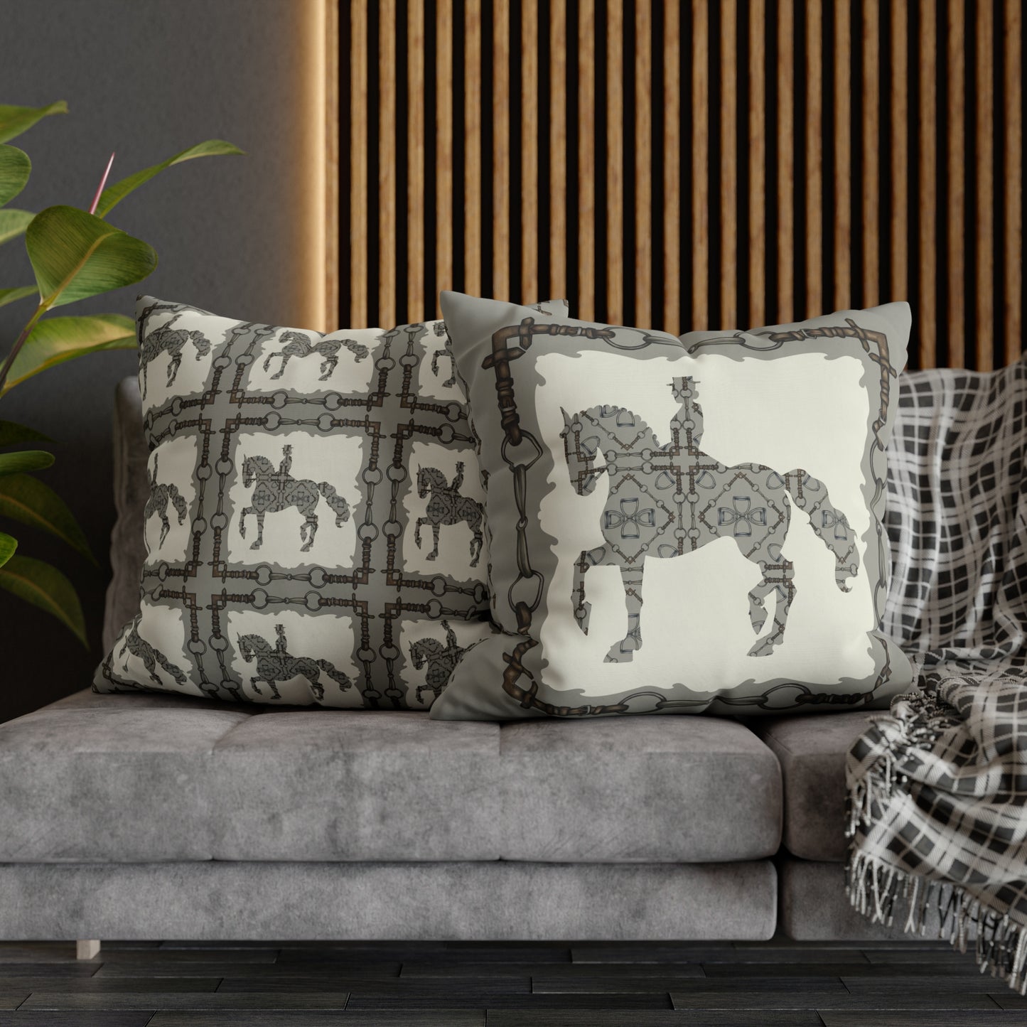 Copy of Gray and Ivory Dressage Horse Double Sided Pillow Case