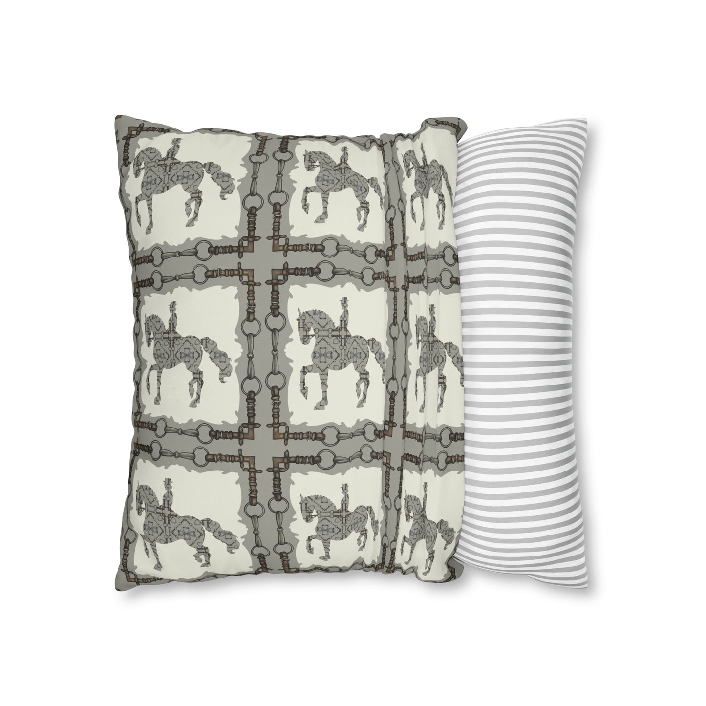 Gray and Ivory Dressage Horse Double Sided Pillow Case