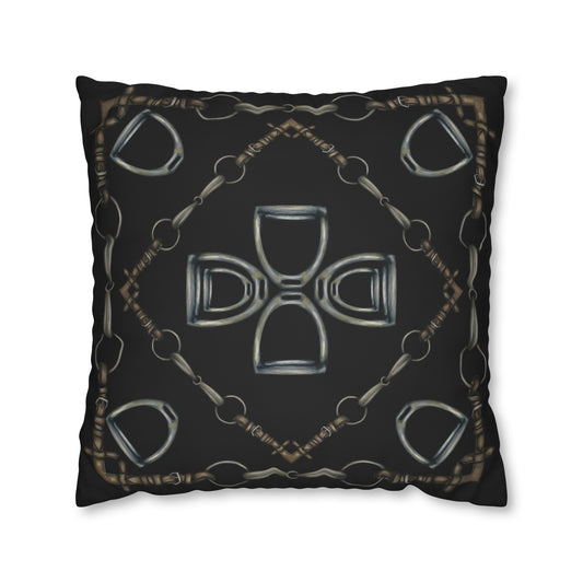 Black Geometric Bit Motif Pillow