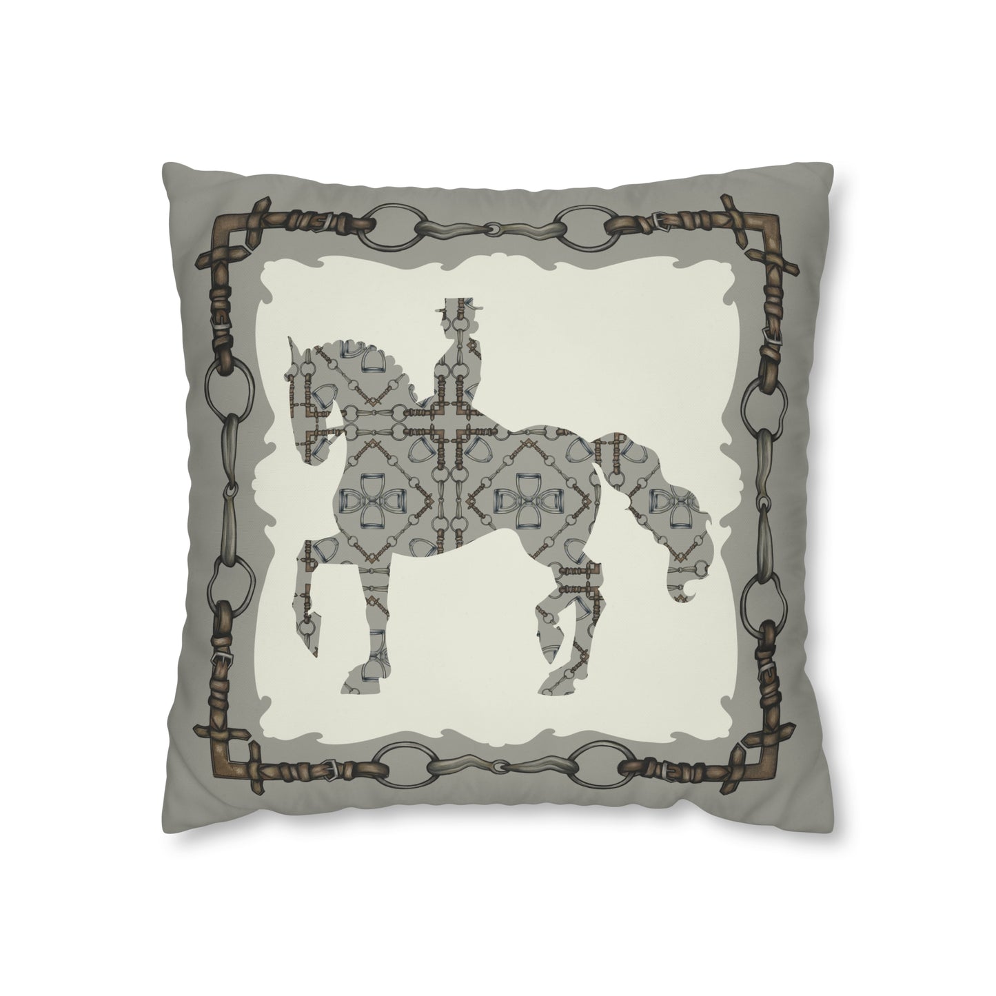 Copy of Gray and Ivory Dressage Horse Double Sided Pillow Case