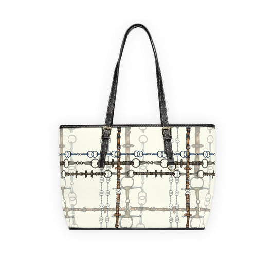 Ivory Layered Bit Pattern PU Leather Shoulder Bag