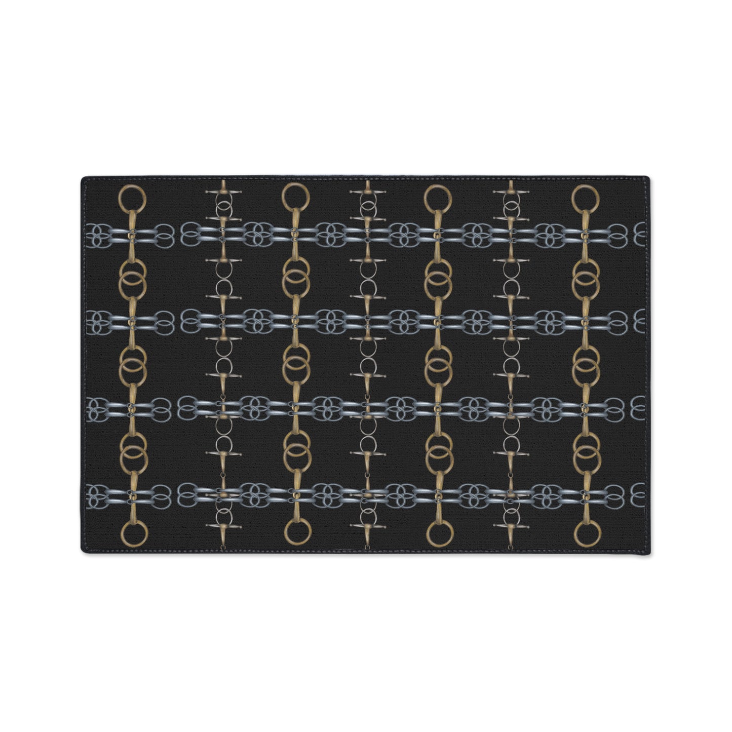 Black Equestrian Bit Heavy Duty Floor Mat