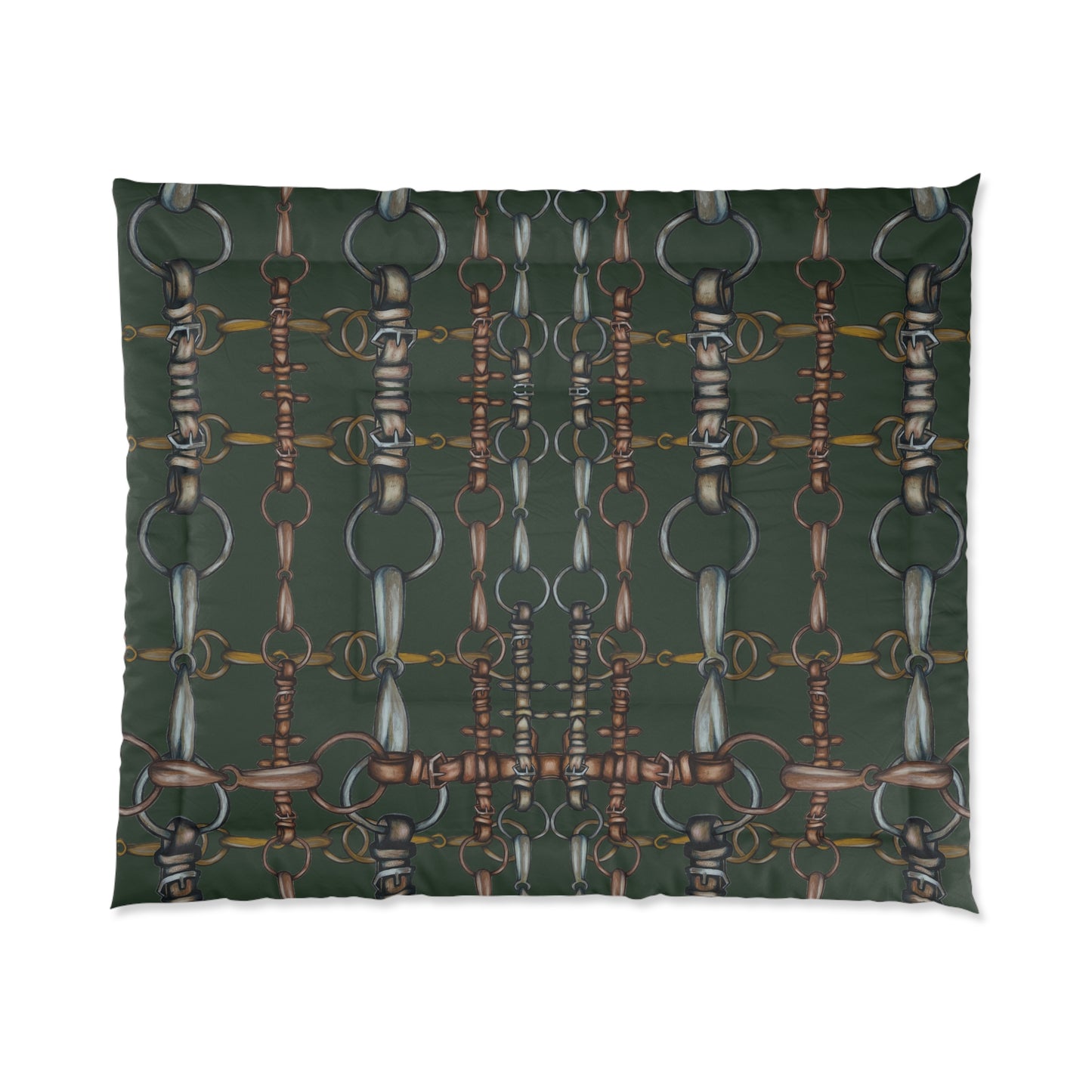 Hunter Green Bit Motif Comforter