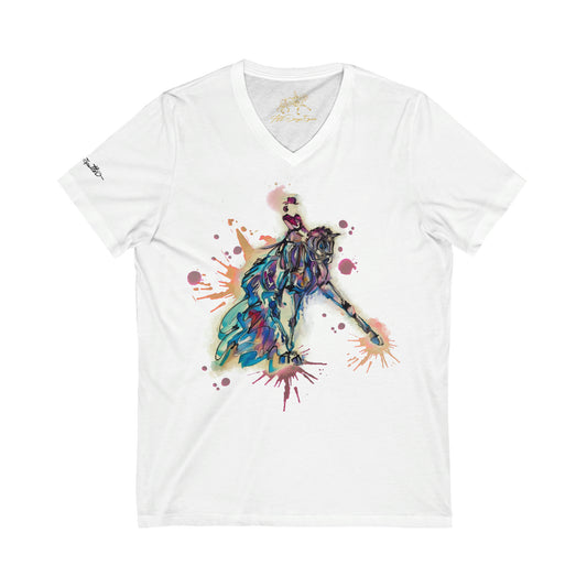 Pink/Orange Watercolor Horse V-Neck Tee