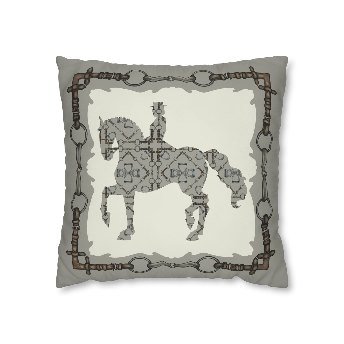 Gray and Ivory Dressage Horse Double Sided Pillow Case