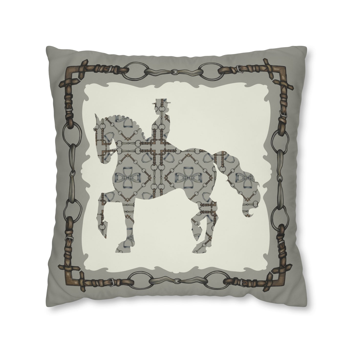 Copy of Gray and Ivory Dressage Horse Double Sided Pillow Case