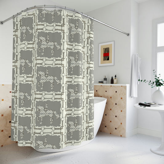 Ivory Dressage Horse Equestrian Shower Curtain