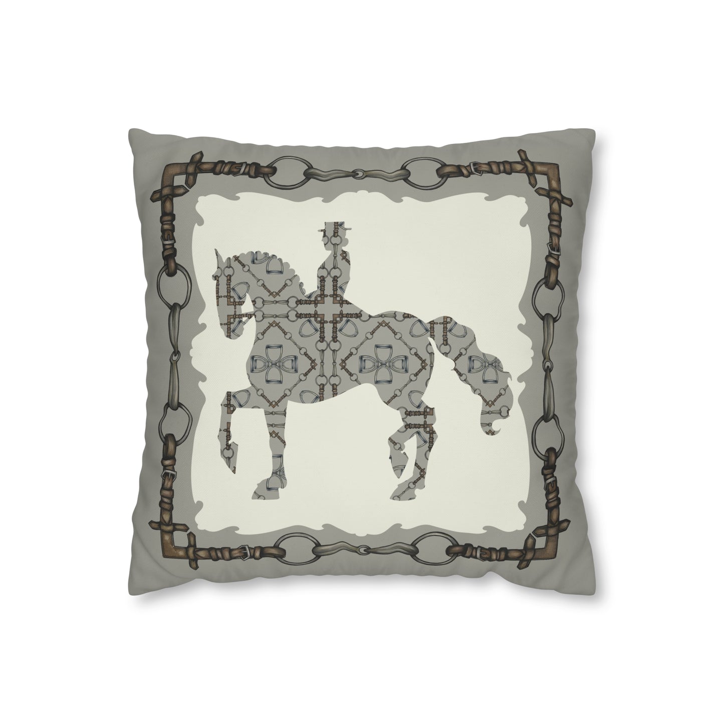 Copy of Gray and Ivory Dressage Horse Double Sided Pillow Case