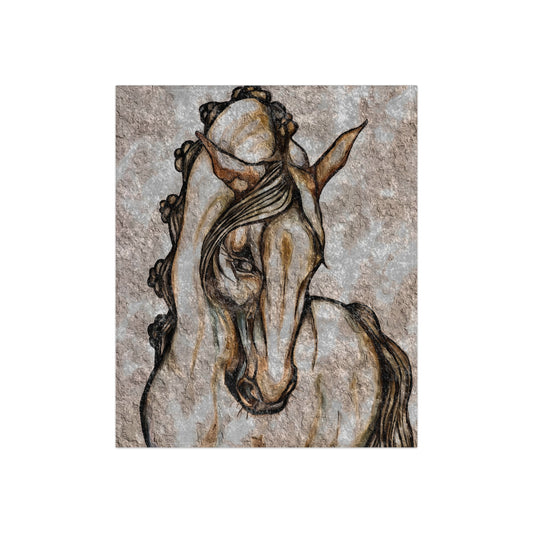 White Spanish Horse Art Crushed Velvet Blanket