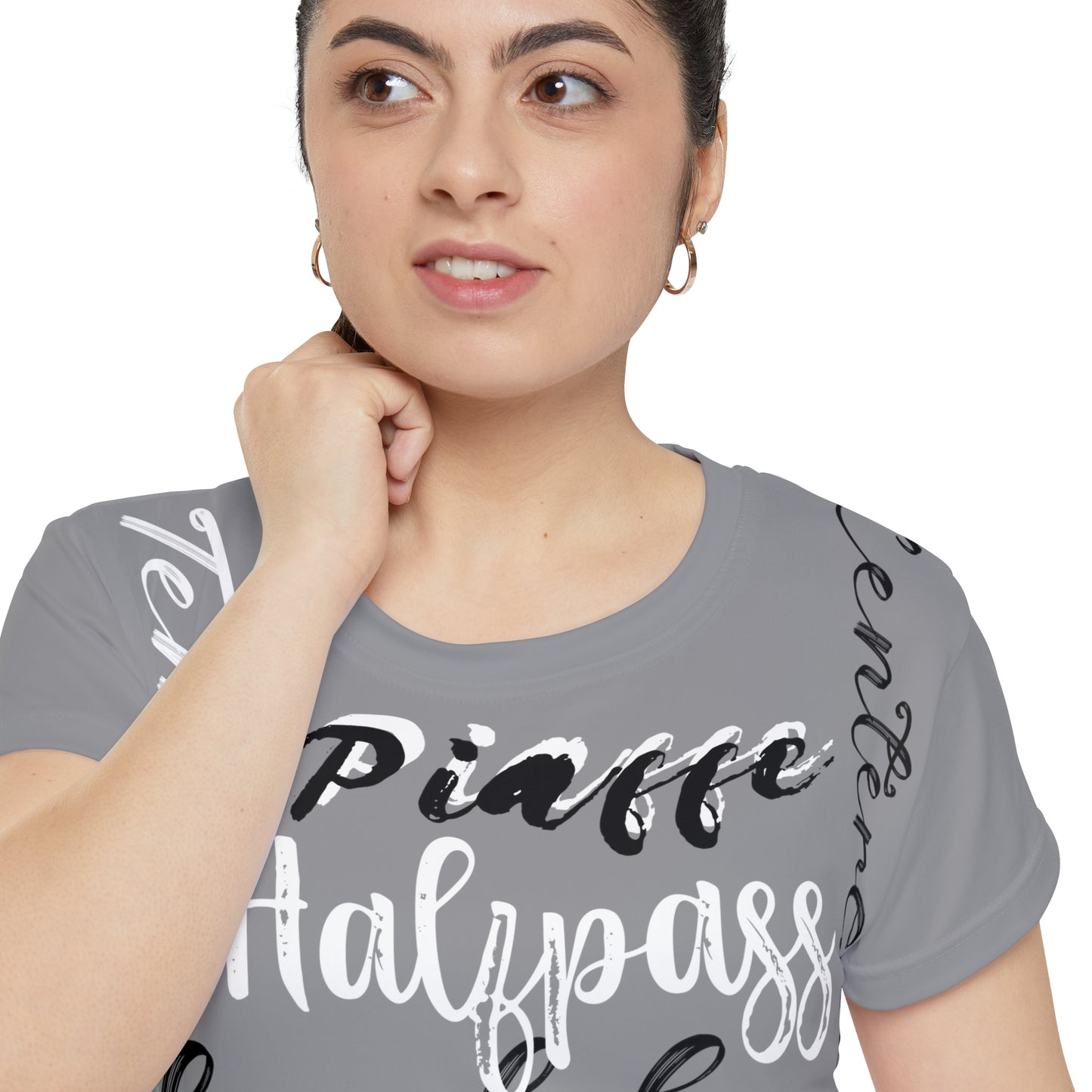 Graphic Dressage Art Dressage Text  Women's Short Sleeve Shirt (AOP)