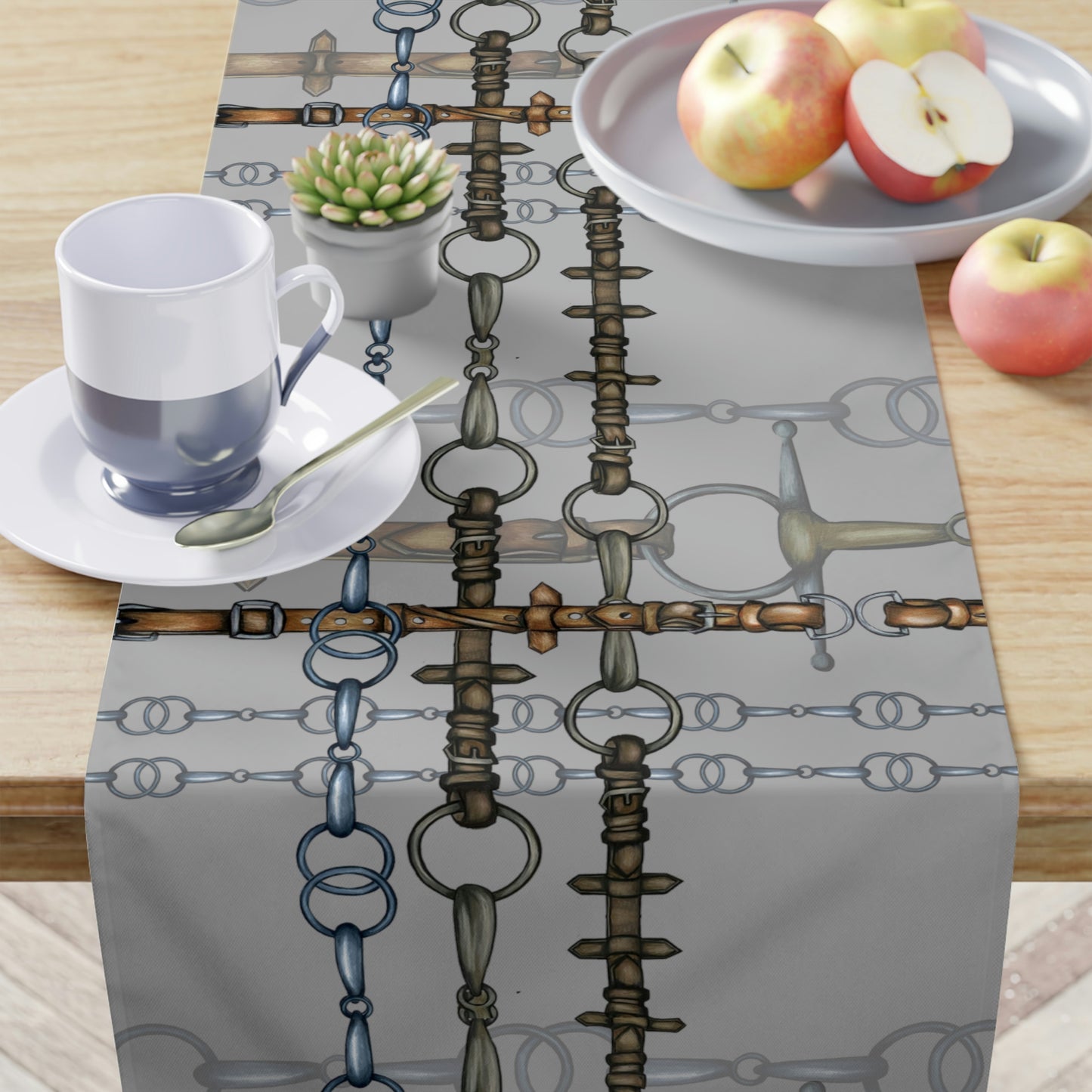 Gray snaffle Bit Table Runner