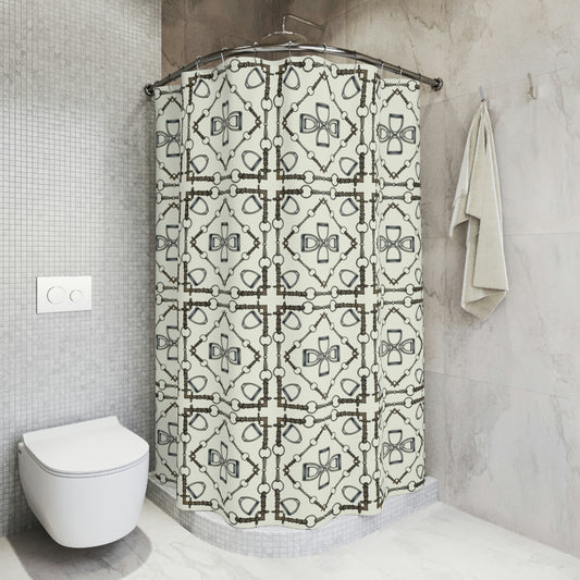 Snaffle bit stirrup Polyester Shower Curtain