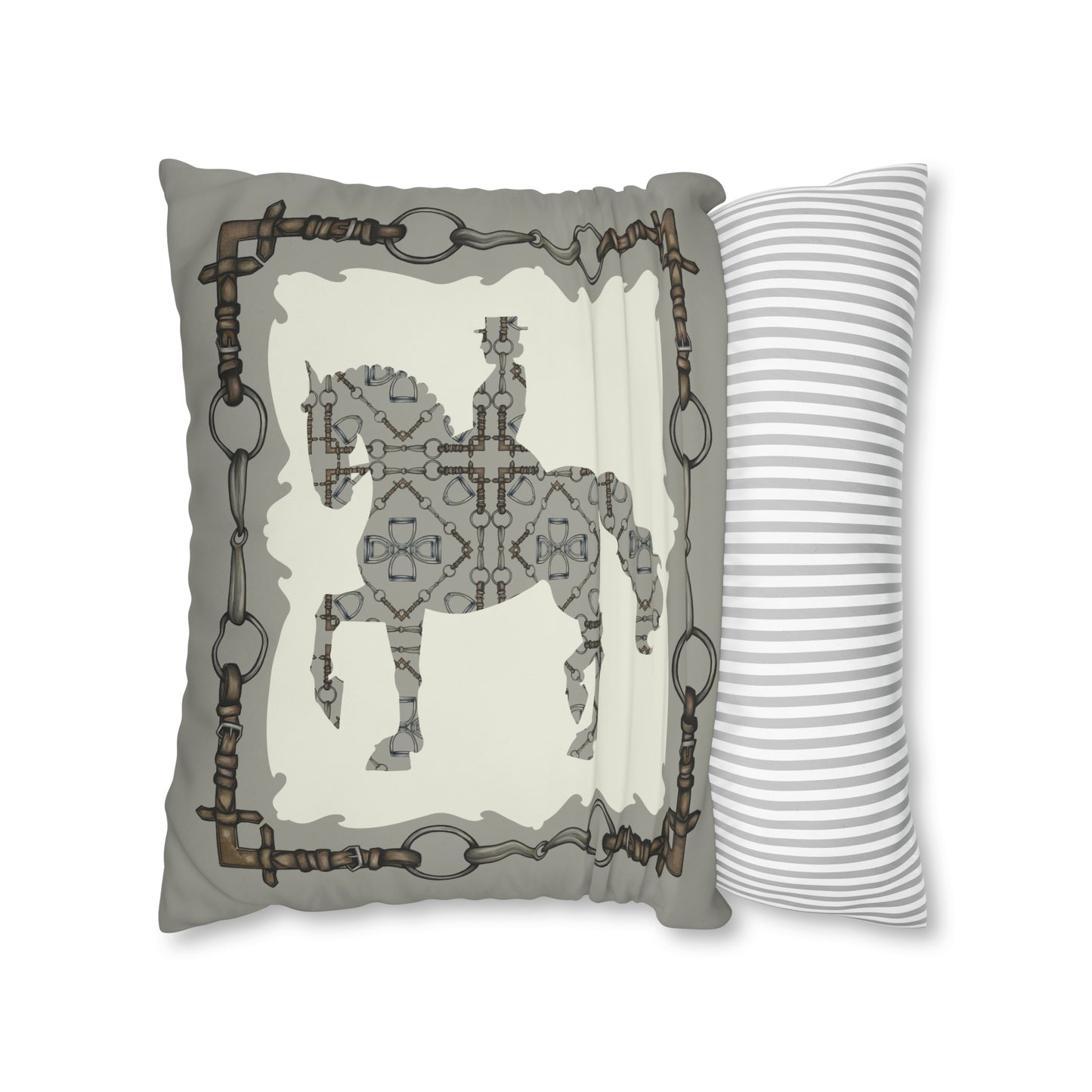 Copy of Gray and Ivory Dressage Horse Double Sided Pillow Case