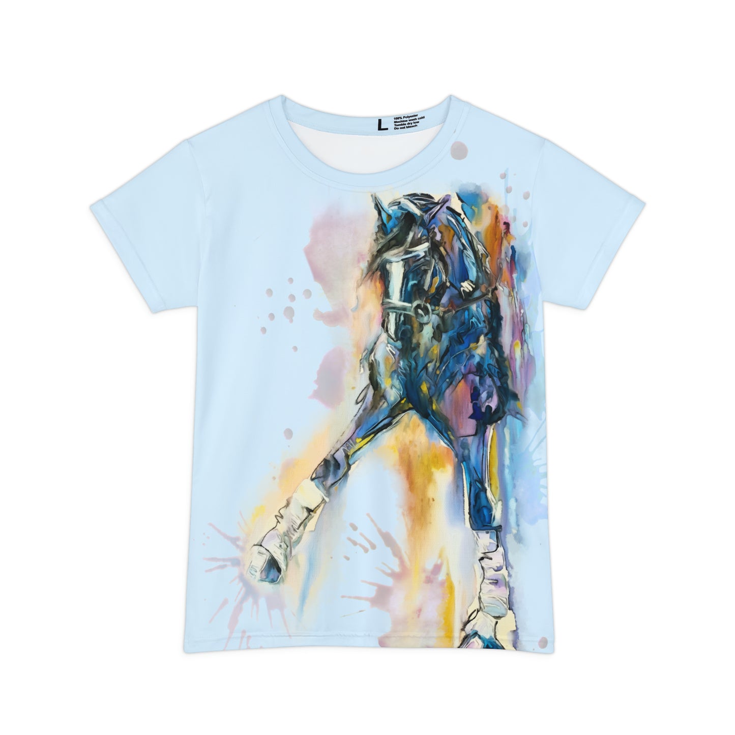 Dressage Watercolor Shoulder-in Women's Short Sleeve Shirt (AOP)