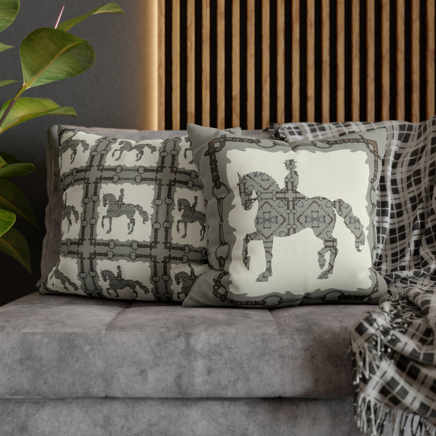 Copy of Gray and Ivory Dressage Horse Double Sided Pillow Case