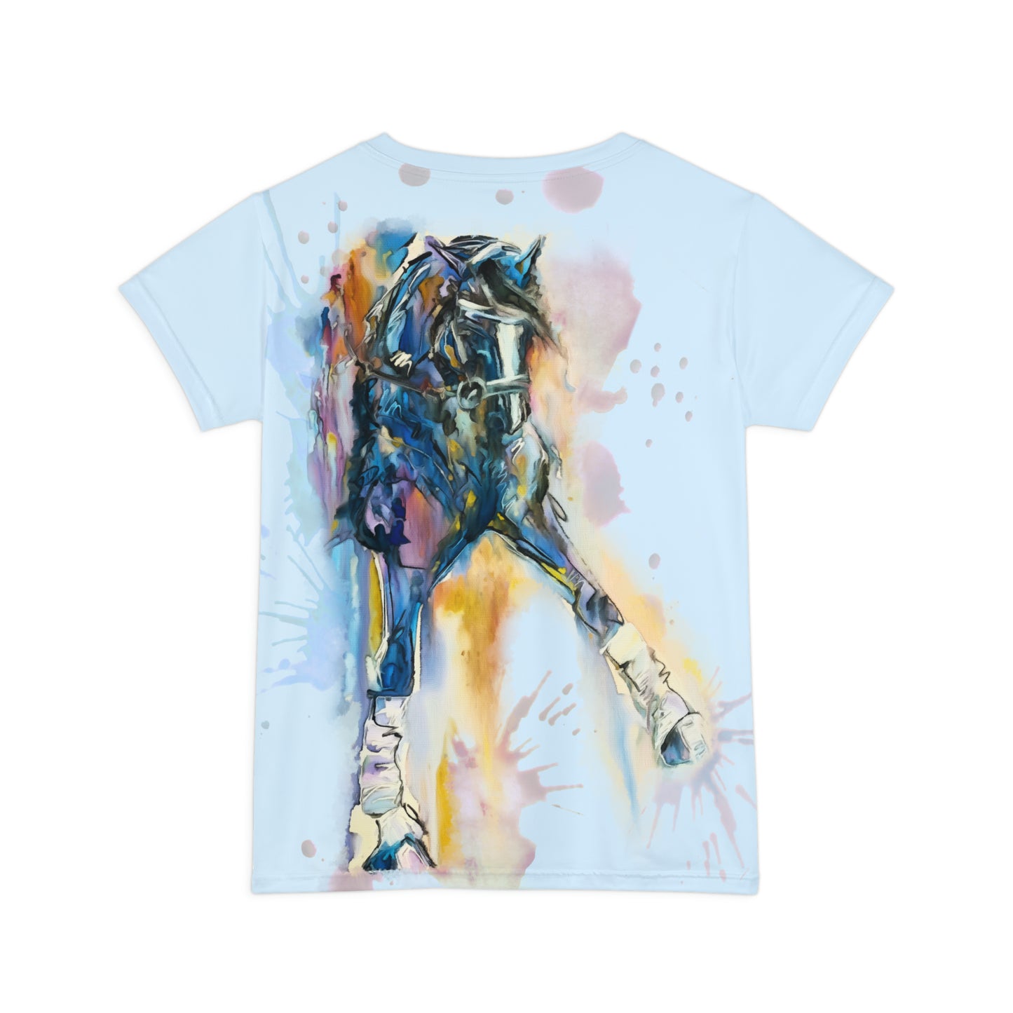 Dressage Watercolor Shoulder-in Women's Short Sleeve Shirt (AOP)