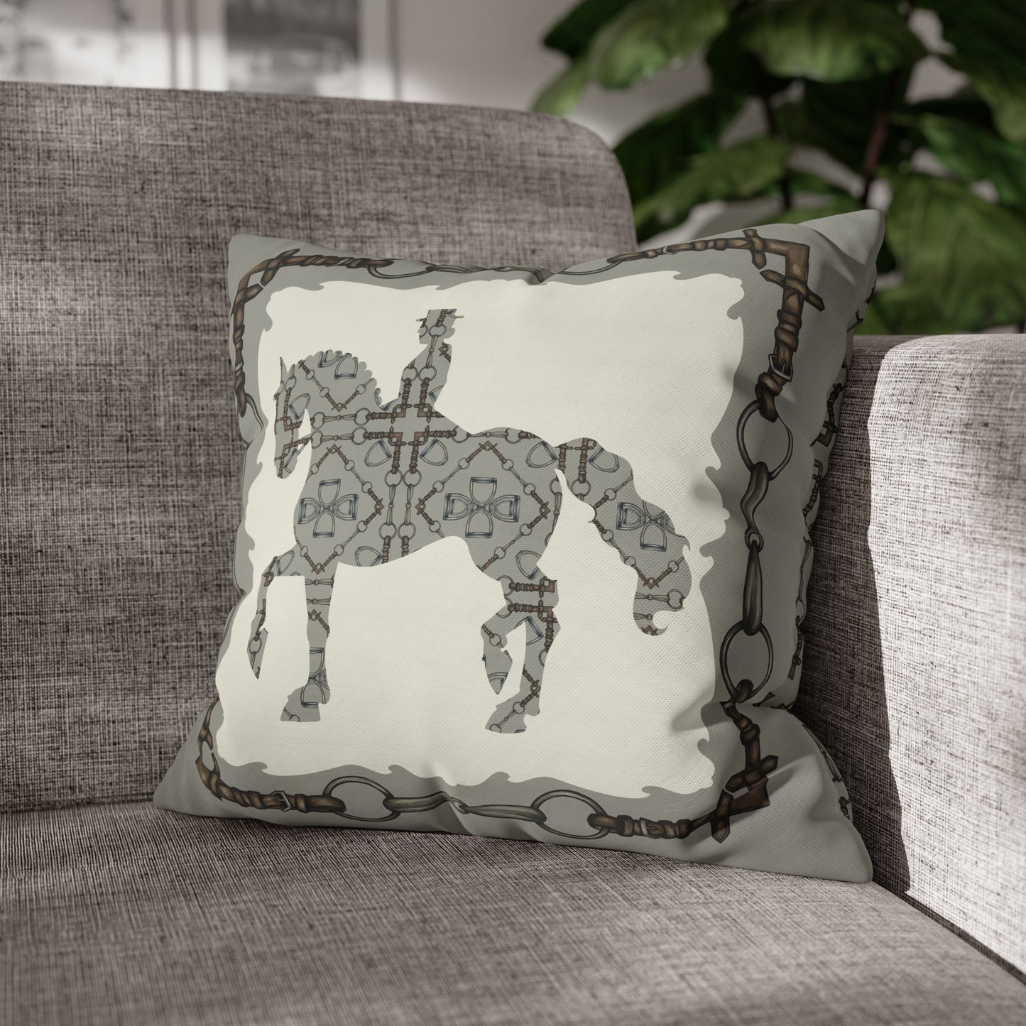 Copy of Gray and Ivory Dressage Horse Double Sided Pillow Case