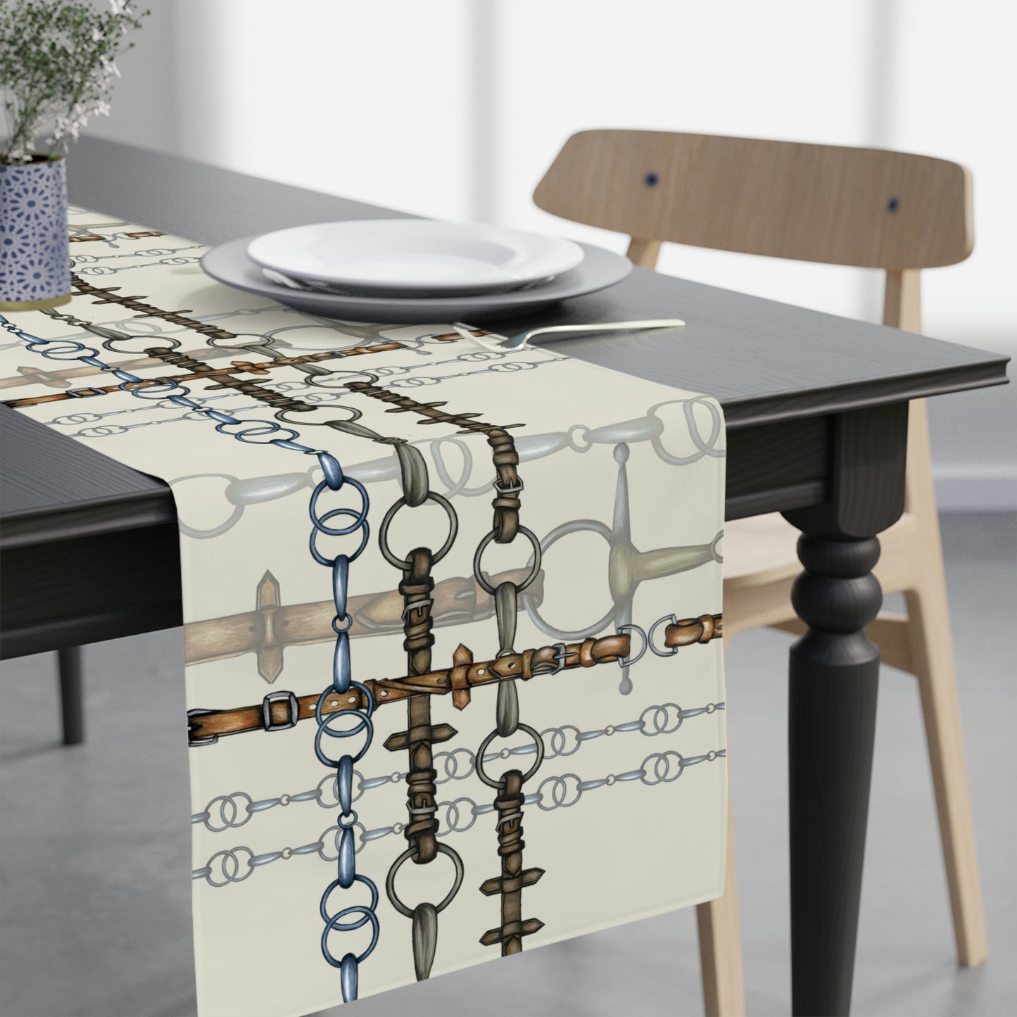 cream snaffle Bit Table Runner