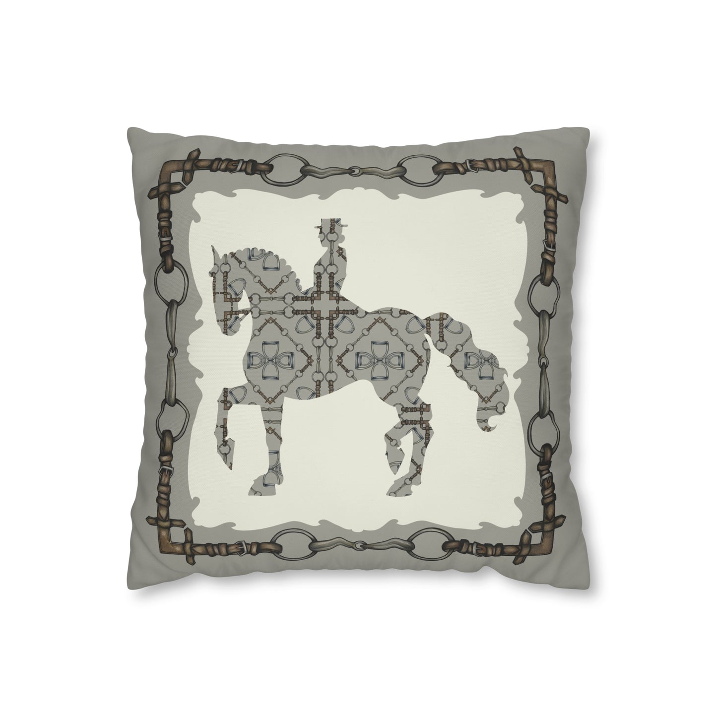 Gray and Ivory Dressage Horse Double Sided Pillow Case