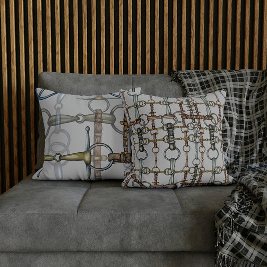 Snaffle Bit Design Polyester Double-sided Pillowcase - Equestrian English Dressage Home Decor - Equine Living Room Decor - Horse Lovers Gift