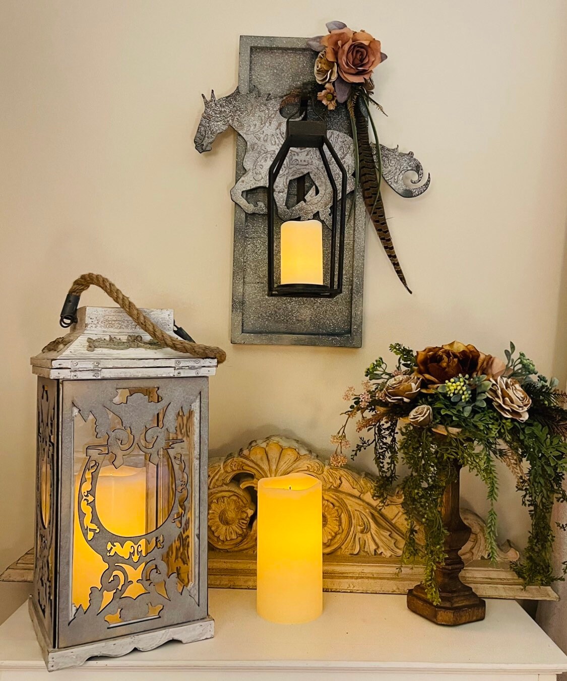 Horseshoe Lantern Equestrian Home Decor