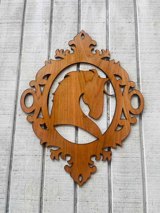 Ornate Dressage Horse Custom Design Cutout - Wooden Craft Supplies & Shapes - Laser Cut Horse Tile Shape BLANK DIY - Farmhouse Wall Decor