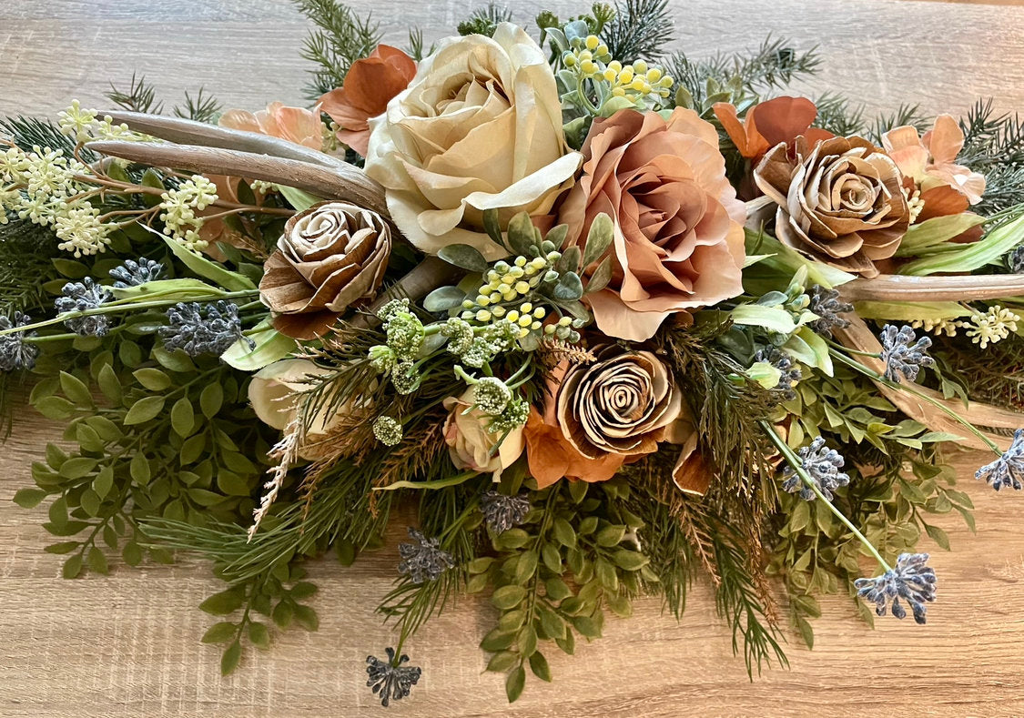 Custom Wedding Head Table Centerpiece - Antler Bridal Floral Arrangement - Wedding Party Table Accessories - Rustic Farmhouse Wedding Decor