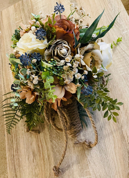 Custom Wedding Bride Bouquet w/ 4 Cake Arrangements - Bridesmaid Flower Bouquet - Bridal Throw Bouquet - Rustic Farmhouse Wedding Decor